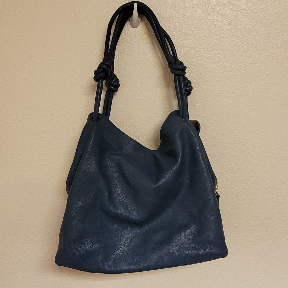 Vince Camuto Navy Blue Knotted Handle Shoulder Bag